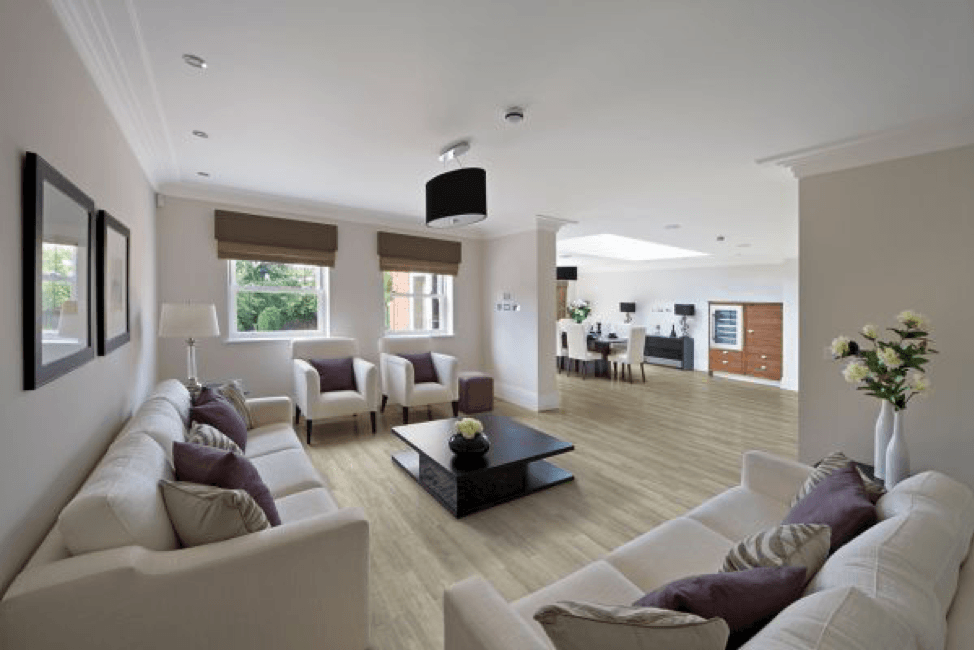 Vinyl flooring of modern living room