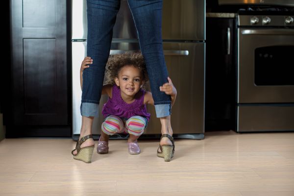 Kid playing on bamboo flooring