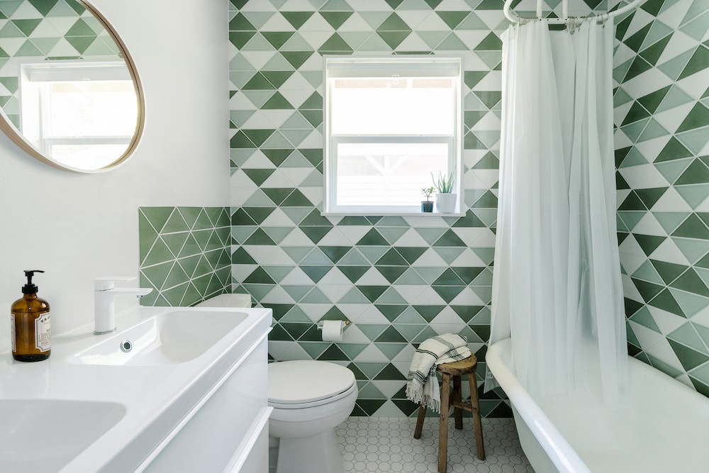 Simple tiles of bathroom walls