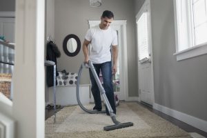 Vaccuming area rug