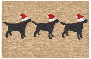 Liora Manne Frontporch 3 Dogs Christmas Natural Collection