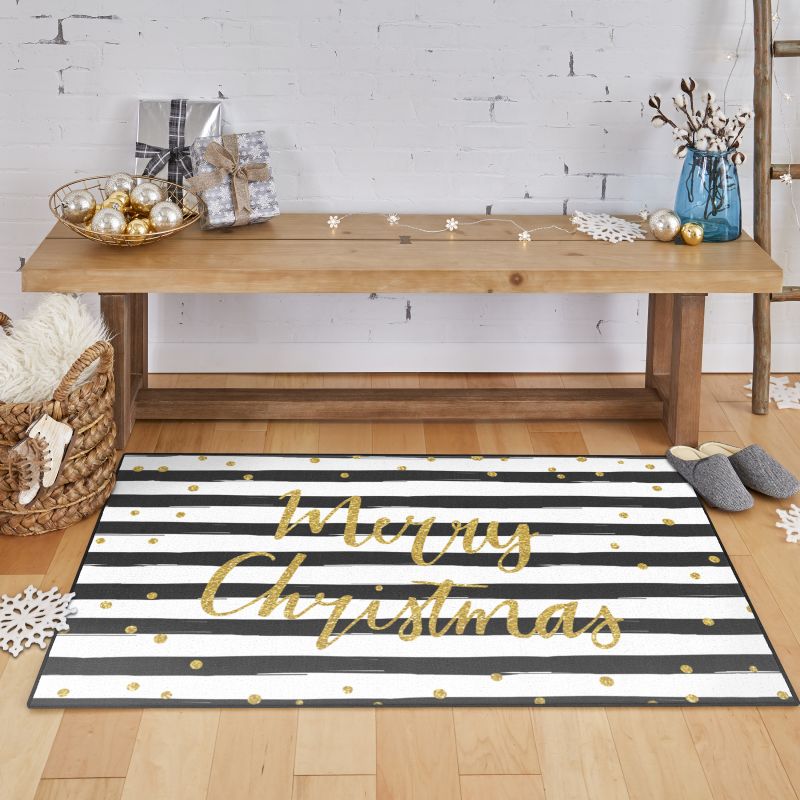 festive holiday rug in home