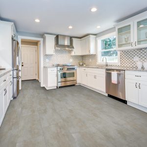 White cabinets of kitchen | Dolphin Carpet & Tile